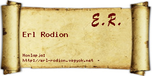 Erl Rodion névjegykártya